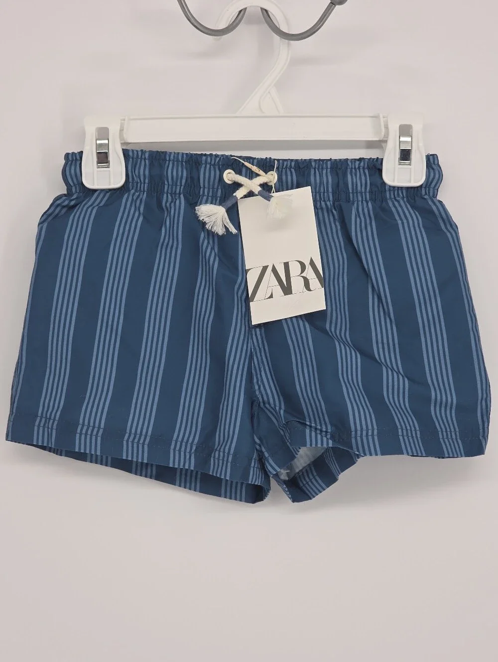 Boys Zara Swim Trunks Size 6 Years Blue Striped NWT